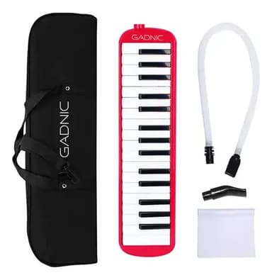 Flauta Melódica Gadnic Órgano 32 Teclas + Accesorio Funda Rojo Piano