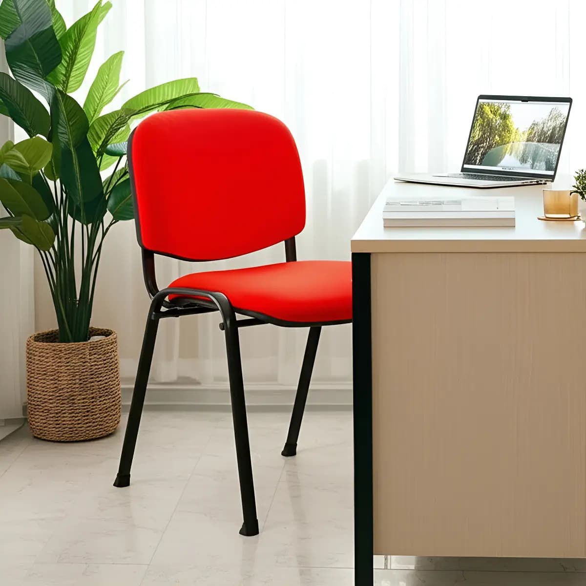 Silla de escritorio Rastasabalero Sillas SAPT roja con tapizado de cuero sintético