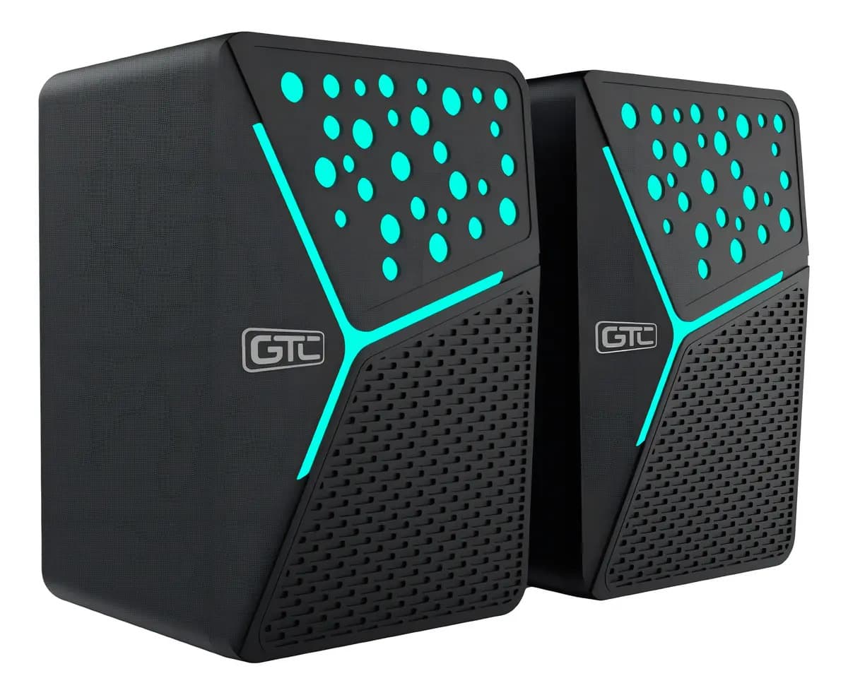 Parlante Gtc Spg-154 Pc Usb Jack 3.5 Mm Luces Rgb Negro