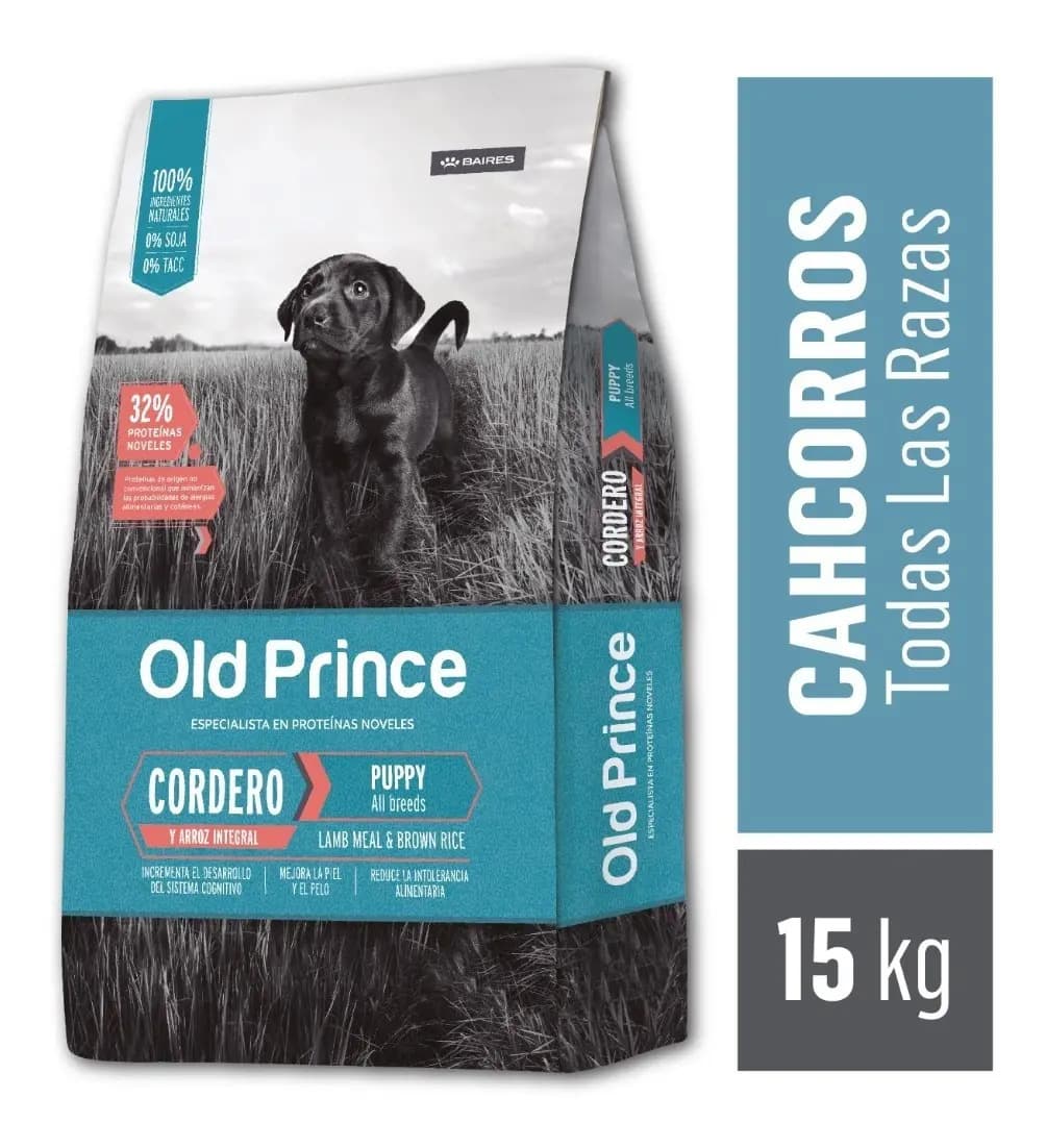 Alimento Old Prince Proteínas Noveles Puppy All Breeds para perro cachorro todos los tamaños sabor cordero y arroz de 15 kg