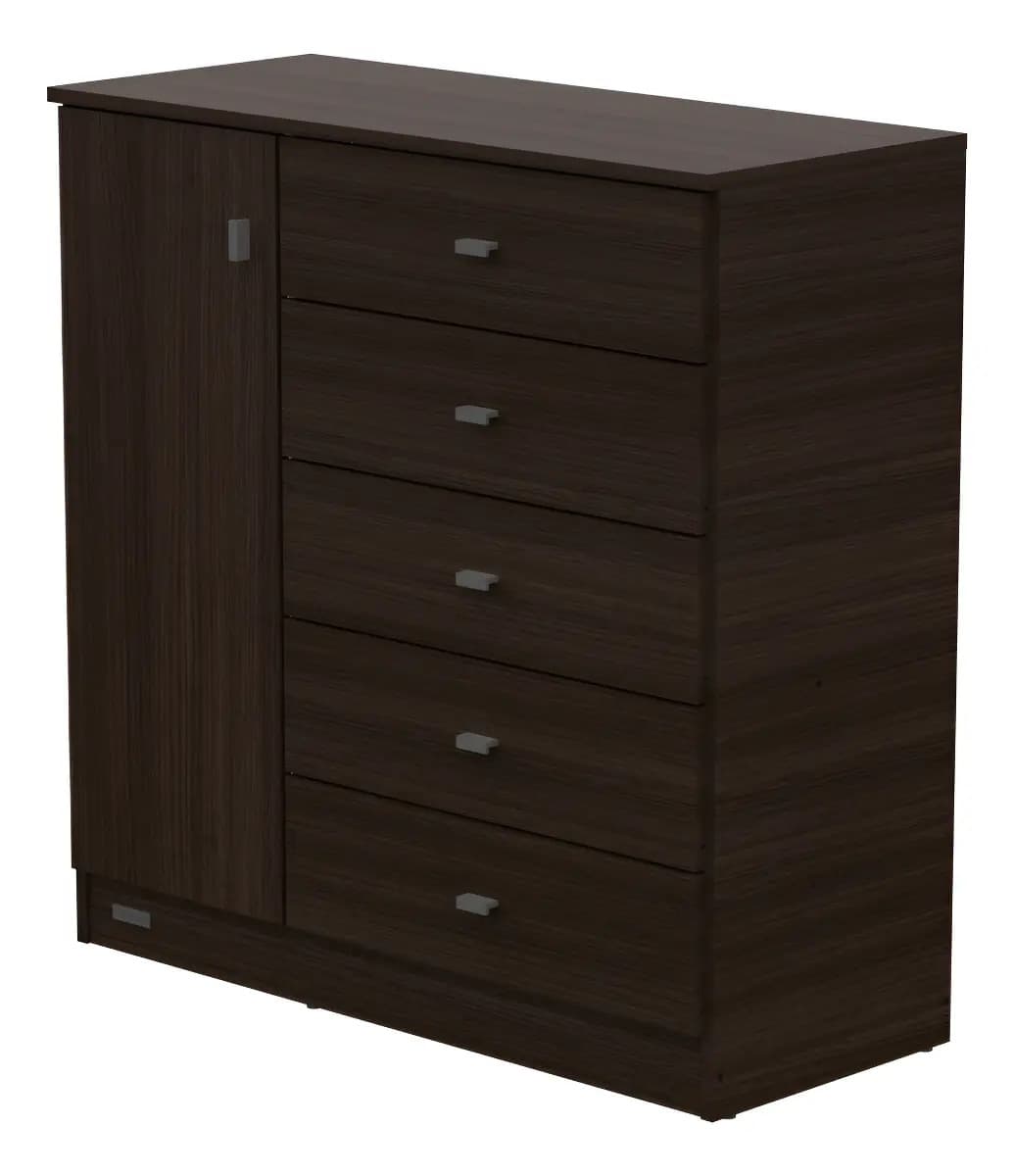 Cajonera Comoda Mosconi Pack 5 Cajones Puerta Dormitorio Color Chocolate
