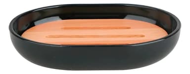 Jabonera Plástica Negro Bamboo Desmontable Organizador Baño Krea