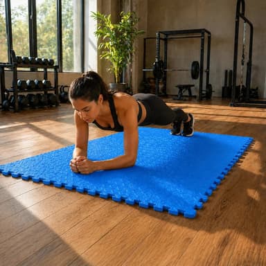 Pack 4 Pisos Goma Eva Encastrable Bordes 60x60cm 10mm Azul Texturizado Alta Densidad Premium Antideslizante Impermeable Absorcion Impacto Resistente No Toxico Gimnasio Fitness Yoga Pilates Tatami