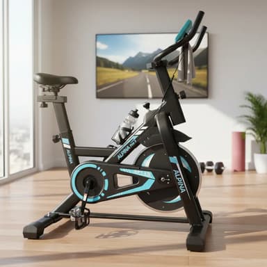 Bicicleta Fija Estática Alpina 3 Profesional Spinning 8 Kg Negro/Celeste
