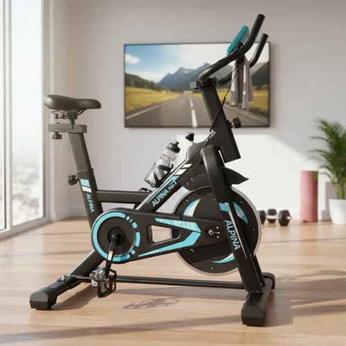 Bicicleta Fija Estática Alpina 3 Profesional Spinning 8 Kg Negro/Celeste