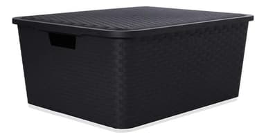 Canasto Cajón Organizador Rattan Plástico Premium Grande XL Negro