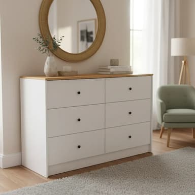 Cómoda 6 Cajones CM122 Centro Estant blanco paraiso Ancho 120 x Alto 78 cm