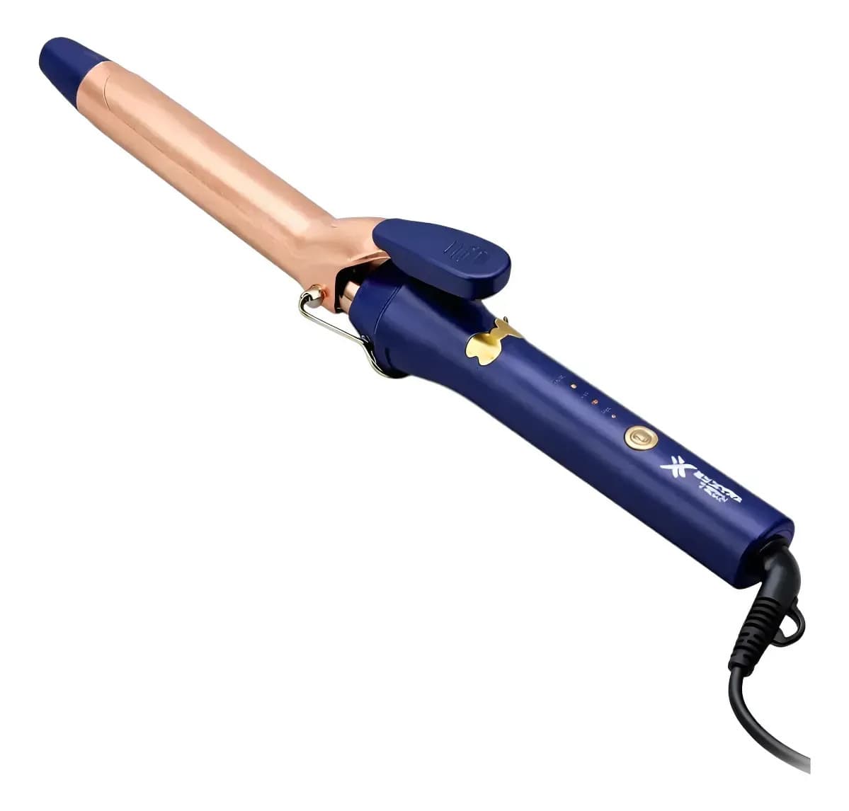 Buclera Rizador de Pelo Profesional Exxtra Tech Cerámica Ondas Rulos Nhs-4502 Dorado Y Azul