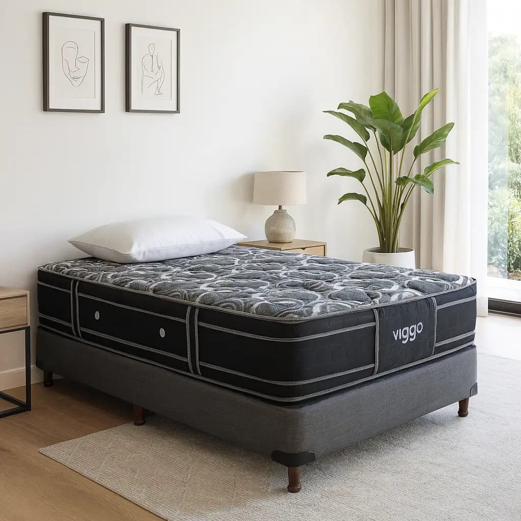 Sommier Viggo Esmeralda 90x190 Cm 130 Kg Alta Densidad Negro