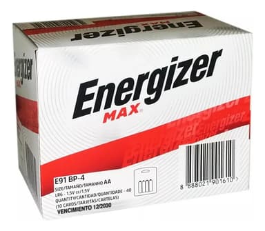 40 Pilas AA Energizer MAX E91 Alcalina Caja Cerrada