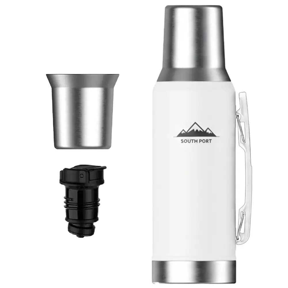 Termo Acero Inoxidable South Port By Gadnic 1,2 Litros Manija Blanco