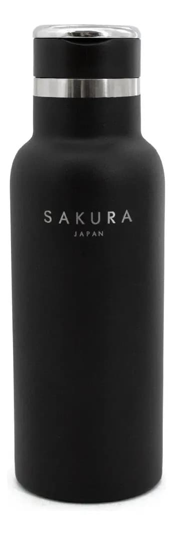 Botella Termica Sakura Acero Inoxidable 500ml Negra Mate Color Negro mate