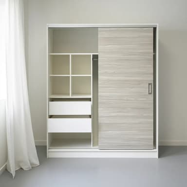 Placard Puertas Corredizas 1,50 Blanco Puerta Jacarandá 3150 Color Gris