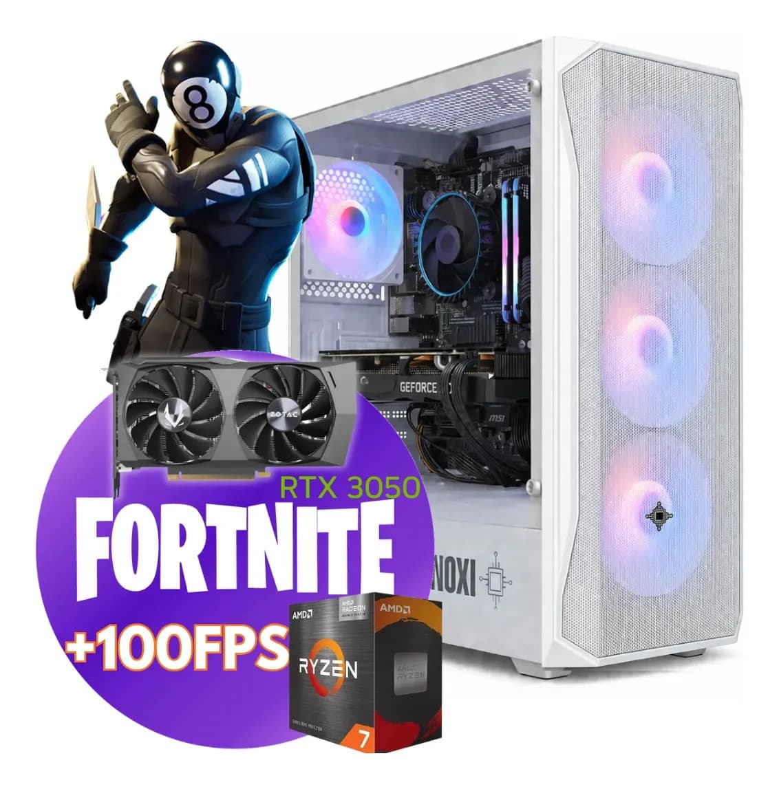 Pc Gamer Amd Ryzen 7 5700 | 32gb Ram | 1tb | Placa De Video Rxt 3050 | Wifi | Gabinete Argb | Pc Armada Noxi