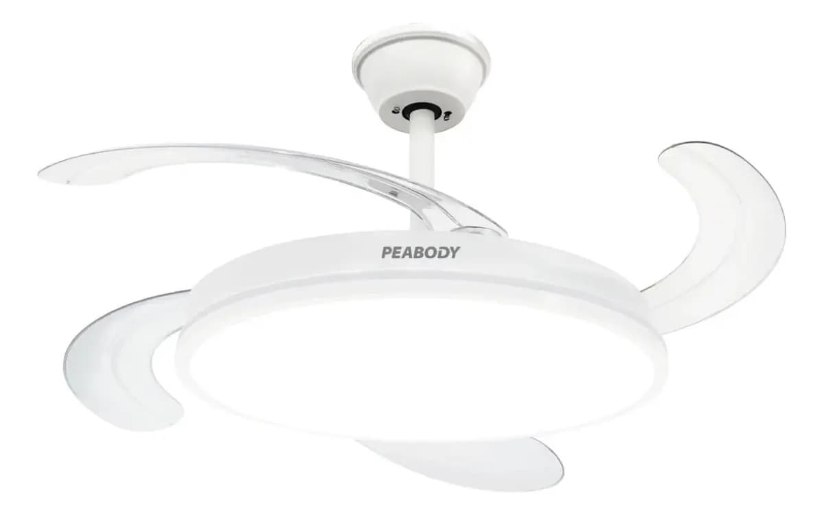 Ventilador De Techo Peabody Pe-vtrdc410b 42 Retractil Cantidad de aspas 4 Estructura Blanco Aspas Blanco Diámetro 1.067 m Frecuencia Wats Material de las aspas Acrílico