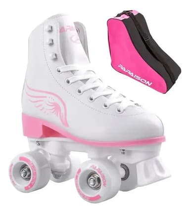 Patin Artísticos Infantil Patines Livianos Bota Cuero + Bolso, Mod: Artistico/pvc/pvc Color Alas Talle De Los Patines 36 Tamaño De Las Ruedas 54 Mm