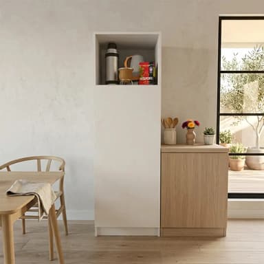 Despensero Vertical Blanco de Melamina con 1 Puerta y Repisa para Cocina Home Collection