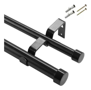 Kit barral doble cortina metalico Boxtul 3 Metros 22mm color negro