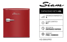 Heladera Siam Bajo Mesada Retro 43L Roja - HSI-BM50RR2