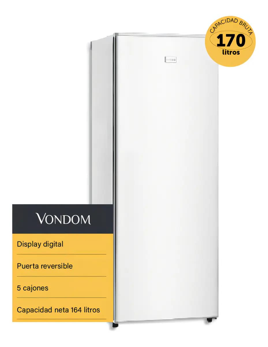 Freezer Vertical Digital Vondom Blanco 170 Litros