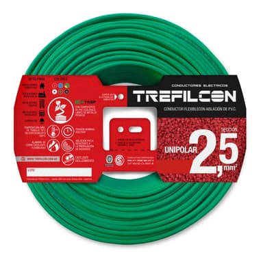 Cable Electrico Normalizado 2,5mm Trefilcon Color Verde/amarillo X 25 Metros