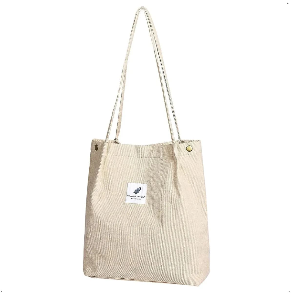 Cartera Tote Elisabeth&co Mujer Bolso Urbano De Oficina En Corderoy Marfil Amplio, Liviano Y Elegante Diseño Versátil Para Trabajo, Estudio, Viajes Y Uso Diario Con Estilo Sobrio