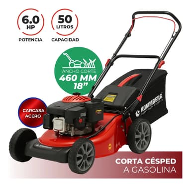 Cortadora De Cesped Naftera Kommberg Roja 6 Hp 18 PuLG 170 Cc 50 Litros