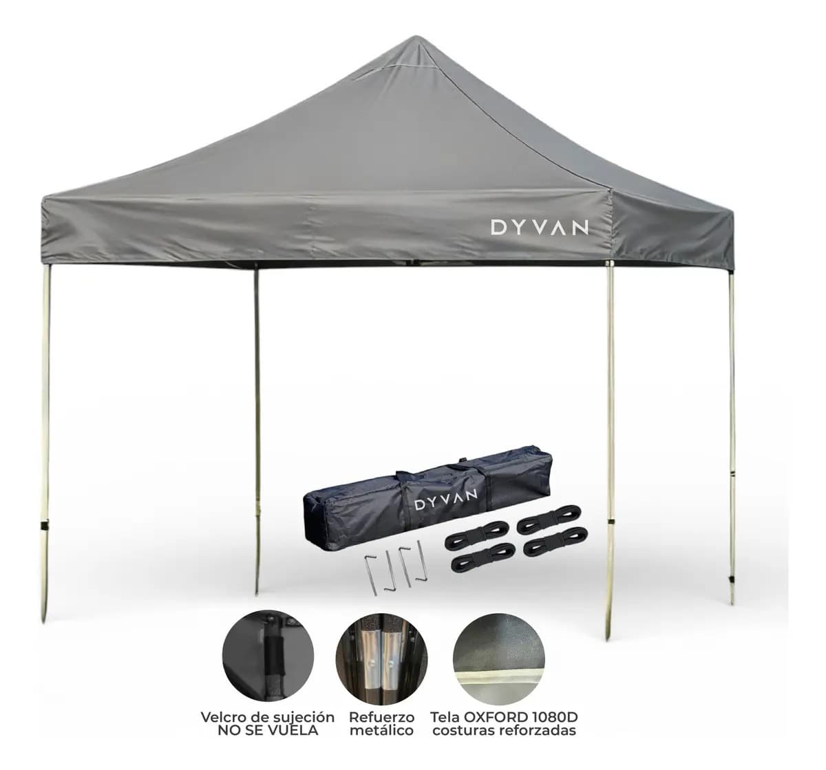 Gazebo Dyvan 3x3 Metros Autoarmable Plegable Exterior 01 Gris