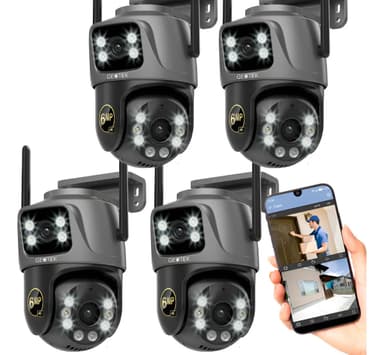 Kit 4 Camaras Seguridad Ip Wifi Domo Doble Exterior Nocturna Color Negro