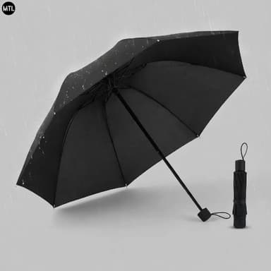 Paraguas Antiviento Mtl Con Protección Uv Y 10 Gajos Reforzados Mango Ergonómico Y Apertura Rápida Abre Cierra Fácil Resistente Liviano Práctico Para Transportar Color Negro