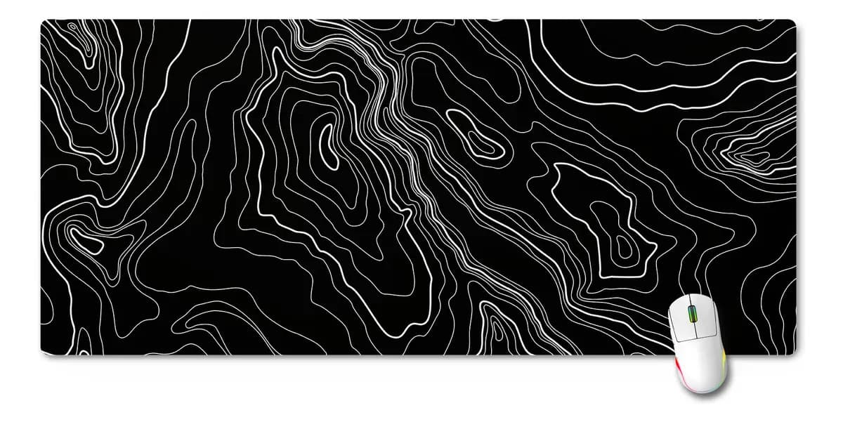 Mouse Pad Gamer Omaigat Topografía Negro Xxl | 900x400x3mm