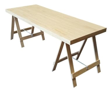 Mesa Tablon Caballete Quincho 160x80 Moderna Madera Maciza Color Natural