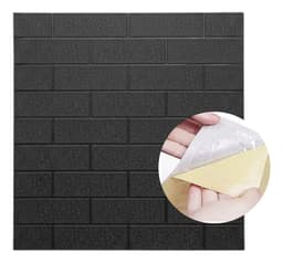 Placa Autoadhesiva Pared Revestimiento Decoración Pack 10 U Negro Ladrillo