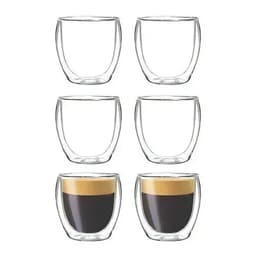 Tazas Café Doble Pared Pocillo Espresso 80ml X6 Vidrio Borosilicato | Termo No Transmite Calor Frío | Apilable Apto Microondas Lavavajillas Levys Bazar Transparente