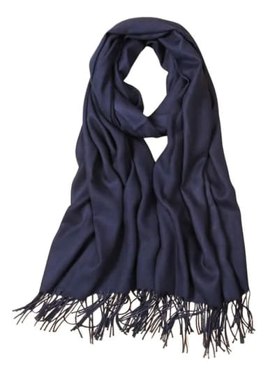 Bufanda Pashmina Cashmere Suave Otoño Invierno Chal Chalina Color Azul marino Diseño de la tela Lisa Talle Único