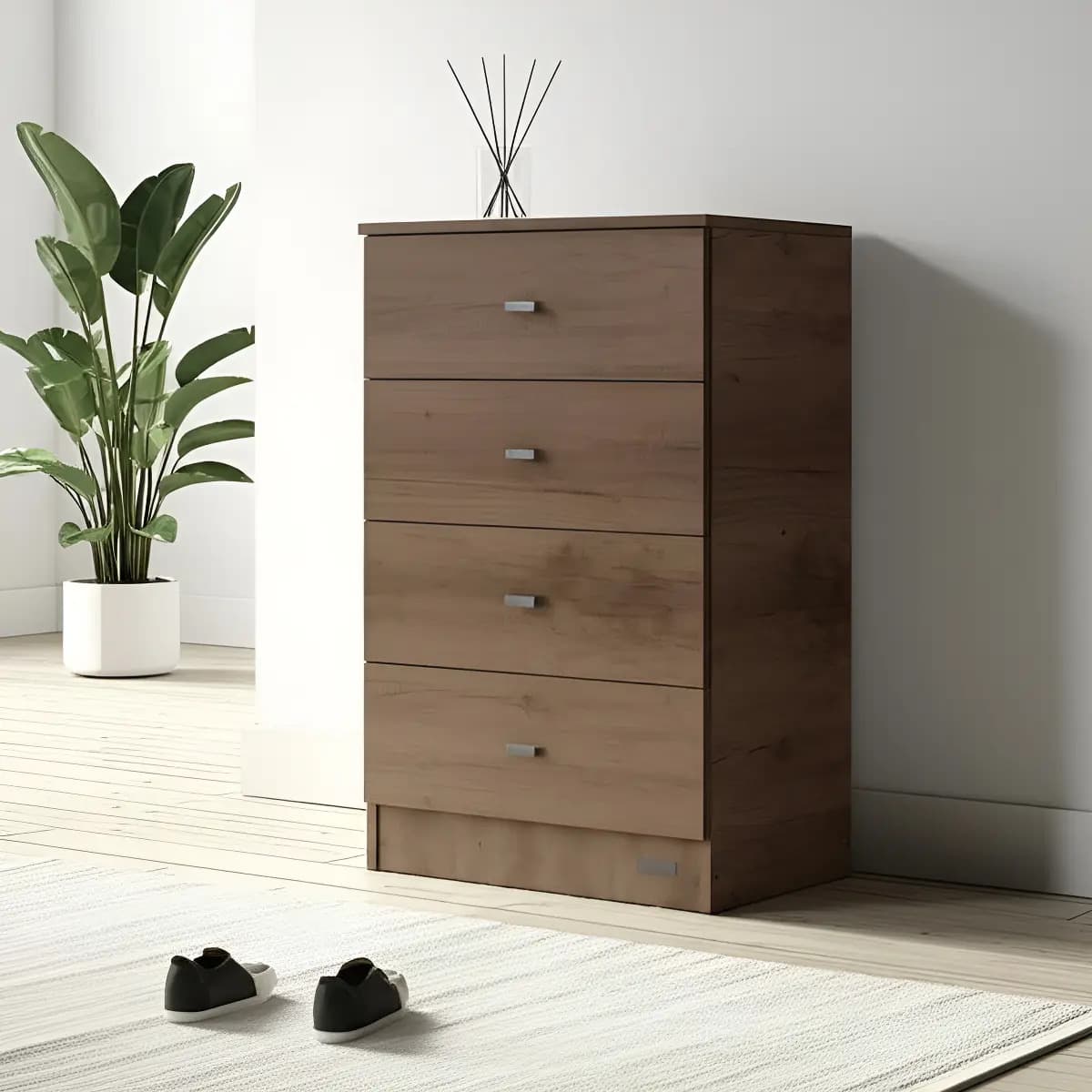 Cajonera Comoda 4 Cajones Dormitorio Dakar Zero 91×53×38 Cm Color Nebraska Gris