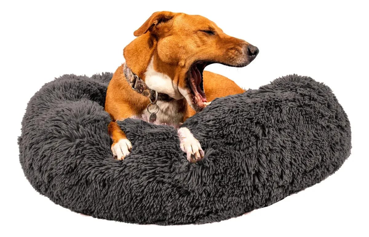 Cama Para Perro Nido Nórdico Pelo Largo Colchón Eggys M Color Gris Visón (amarronado)