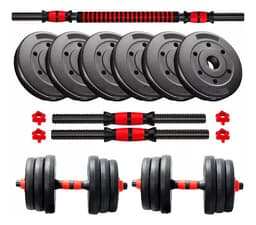 Kit Mancuernas y Barra con Tope a Rosca 25 Kg Discos PVC
