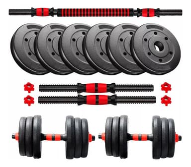 Kit Mancuernas y Barra con Tope a Rosca 25 Kg Discos PVC