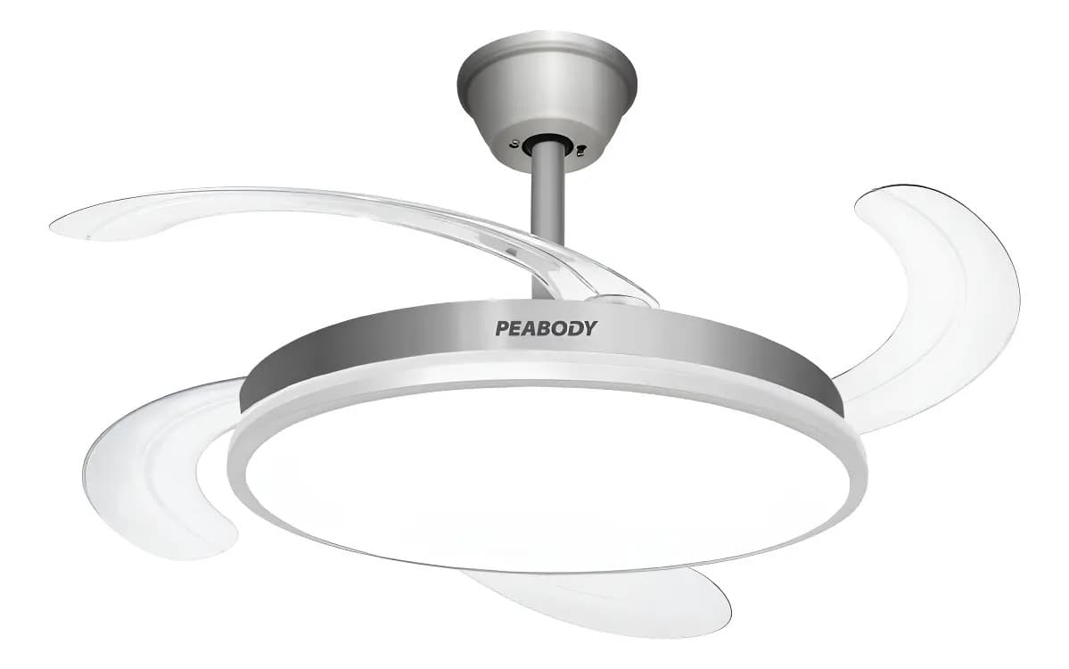 Ventilador De Techo Peabody Pe-vtrdc410s 42 Retractil 50 Cm 50 Hz X 60 Hz Plateado Transparente Plástico