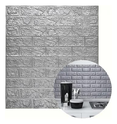 Placa Autoadhesiva 3D Pared Revestimiento Pack 15u Color Gris
