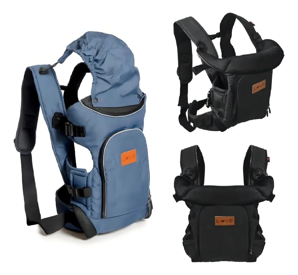 Mochila Porta Bebe Love 4012 Capucha Recien Nacido 3 En 1 Color Azul