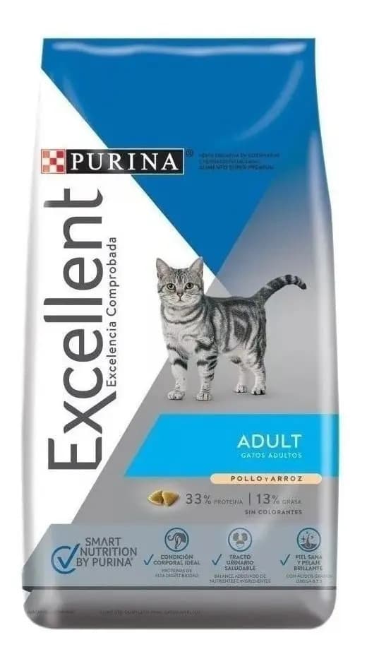 Alimento Excellent Adult para gato adulto sabor pollo y arroz de 1 kg