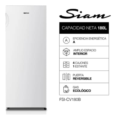 Freezer Cíclico Vertical Siam Fsi-cv180b 166 Lts Color Blanco