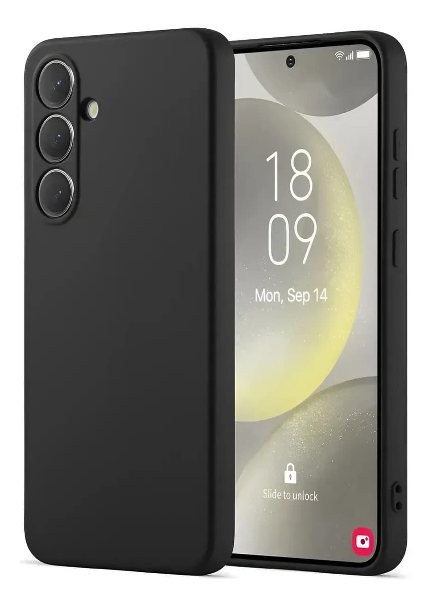 Funda Para Samsung S24 Fe (6.7 Pulgadas) Negro Protector Silicona Suave Con Felpa Gamuza Interior Microfibra Sin Rayones Proteccion Completa De Lente De Camara - Negro