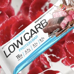 Low Carb Gentech Sabor Raspberry Crunch Caja X 10 Barras de Proteina bajas en Carbohidratos. Sin Gluten