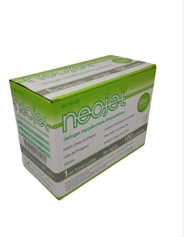 Jeringa Descartable 1ml Tuberculina Sin Aguja X 100 Unidades Capacidad en volumen 1 mL Neojet