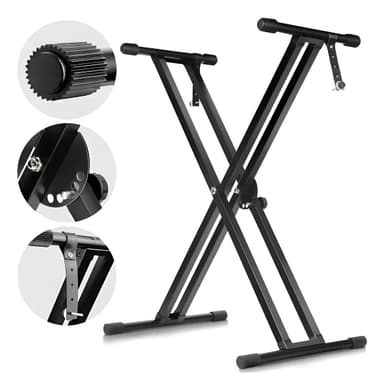 Soporte Pie Tijera Doble Para Piano Teclado Regulable Lndst2 Negro