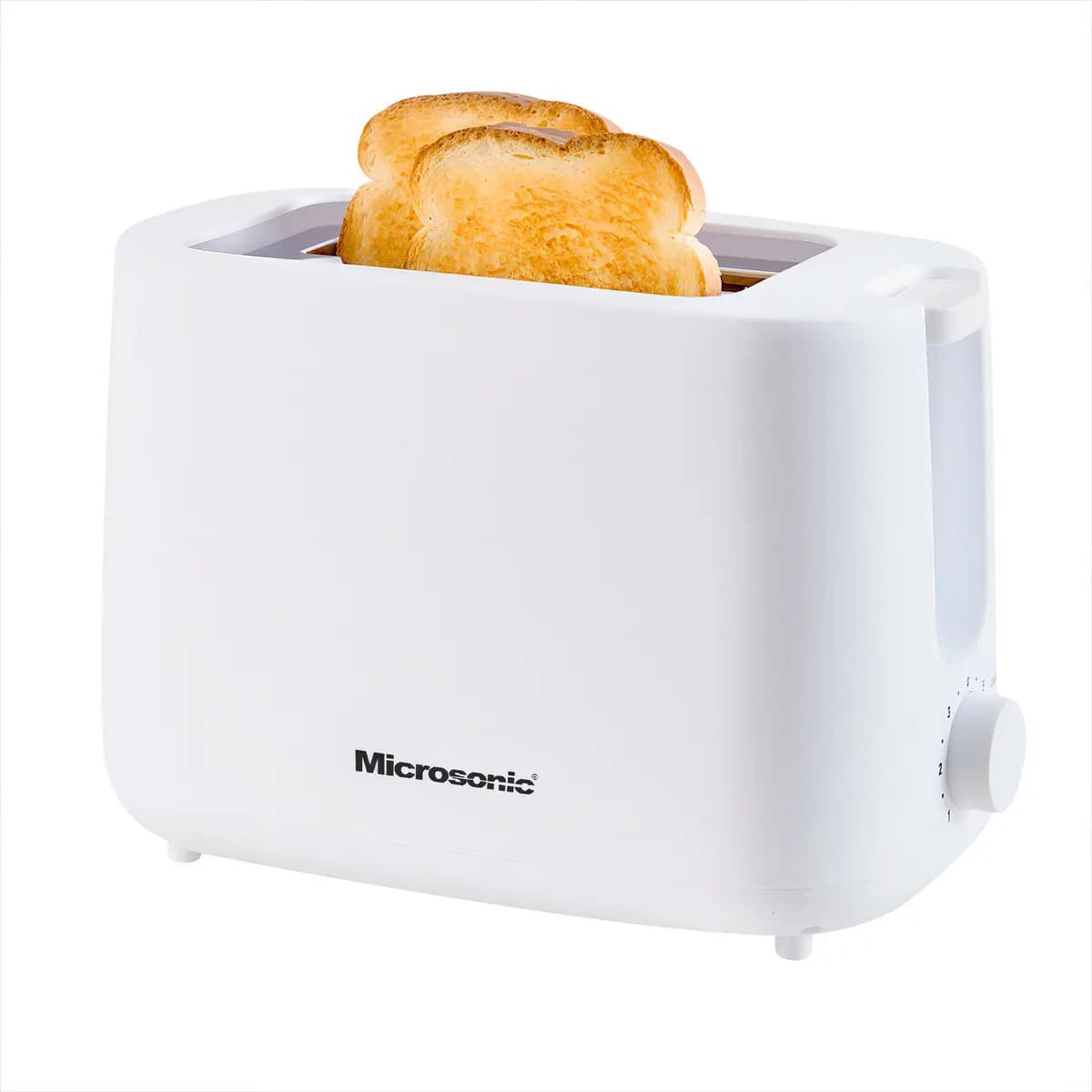 Tostadora Eléctrica Microsonic 800w 2 Panes Rebanadas Color Blanco