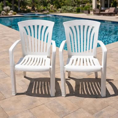 Sillas Plasticas Reforzadas Jardin Kansas Mascardi Pack 2 Color Blanco